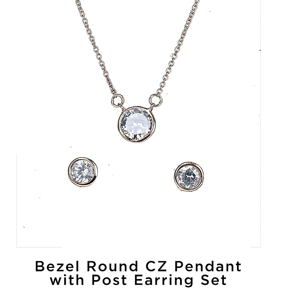 🎉HOST PICK🎉 Bezel CZ Pendant & Earrings Set
